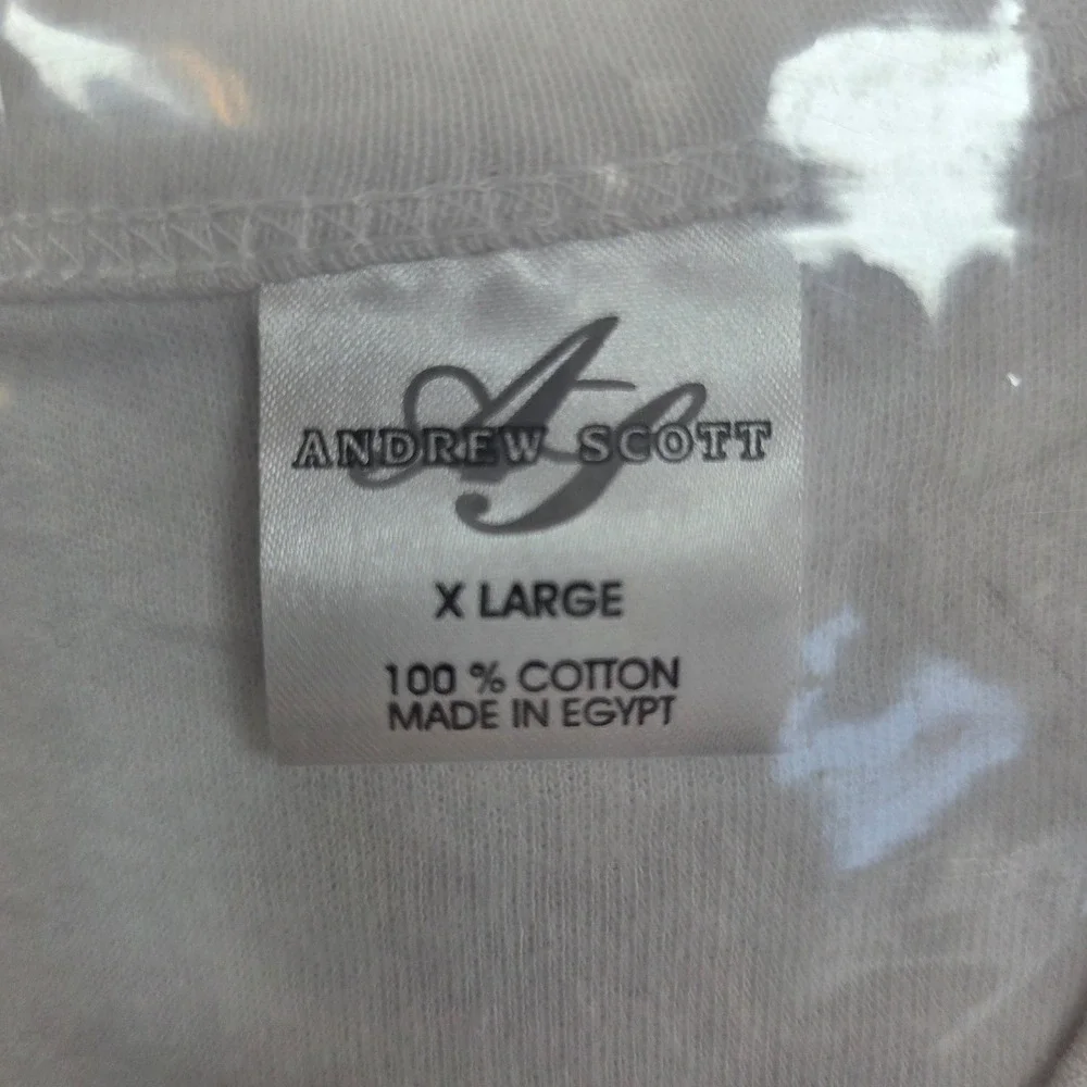 Andrew Scott Mens Thermal Crew Neck Long Sleeve Top White XL 100% Cotton 77100